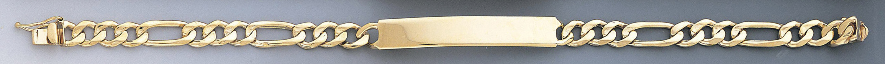 14k Gold 7mm Figaro Id Link Bracelet 7 Inches